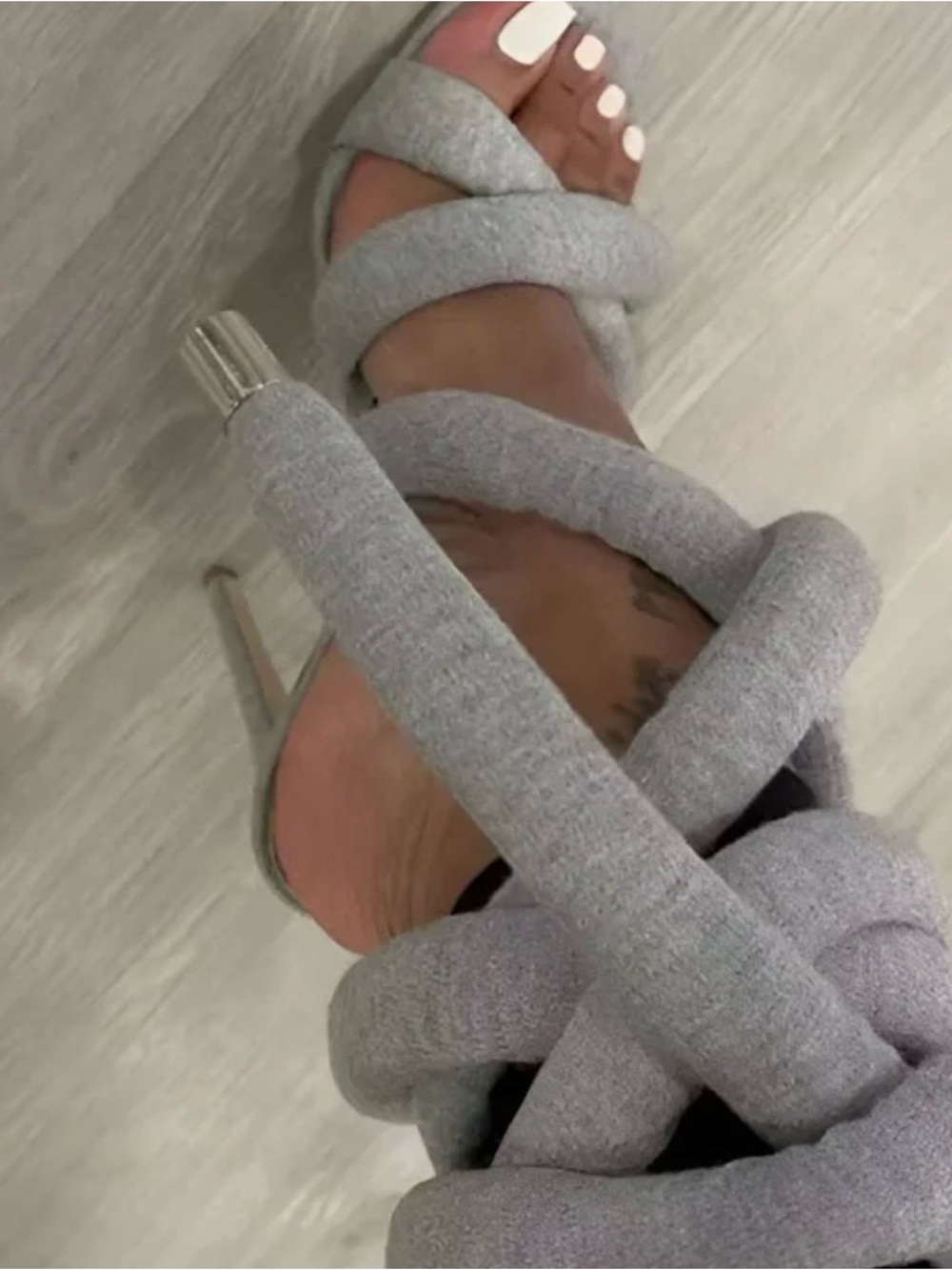Women's Strappy Silver Wrap Stiletto Sandals